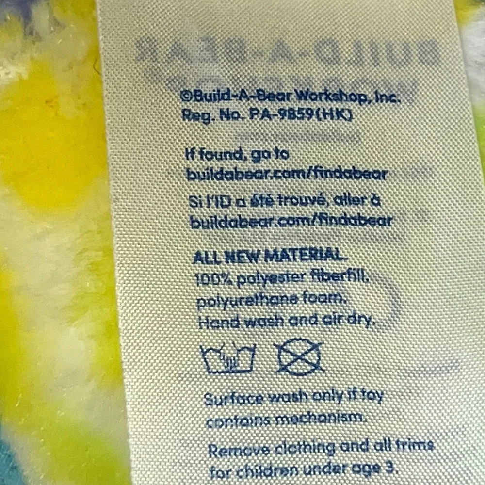 Build‎ a Bear Workshop Multicolor Tie Dye Leopard Plush Bear Blue Shirt Bandana